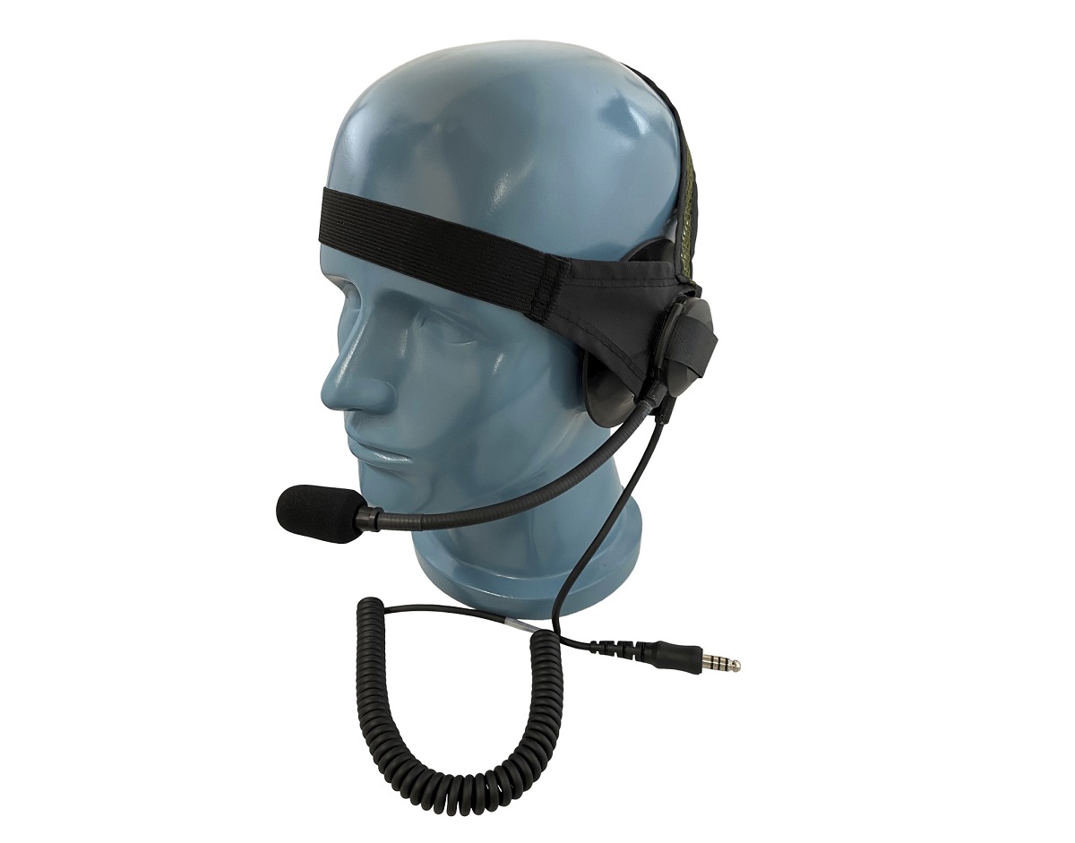 TITAN Wasserdichtes Kopfband-Headset (Olivgrün) mit Schwanenhalsmikrofon und Nexus Stecker 01