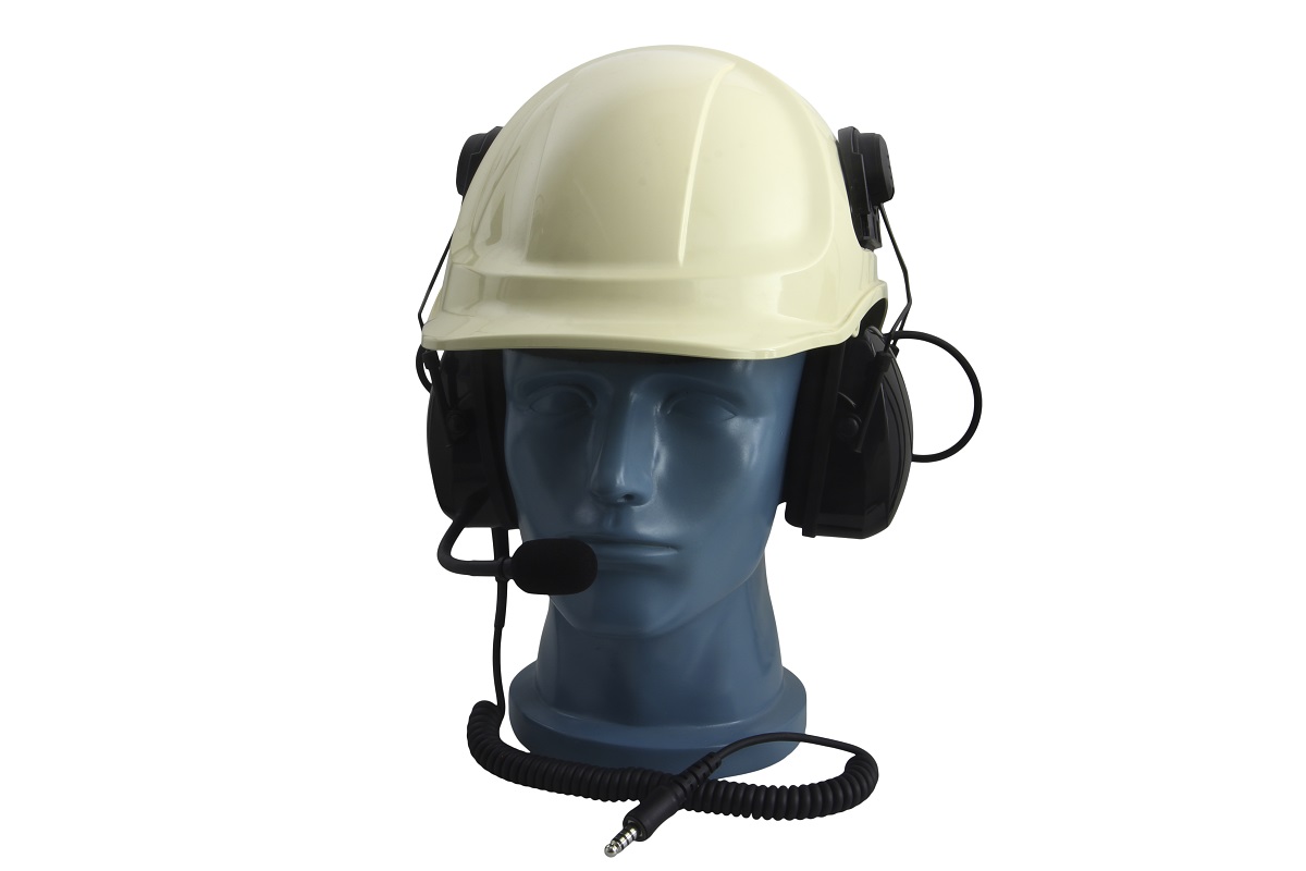 TITAN Safecom Gehörschutz Headset für Helme mit Mikrofon und Spiralkabel mit Nexus 01 Stecker